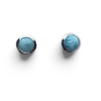 Larimar stud earrings, 6mm round cabochons with 925 sterling silver bezel edge