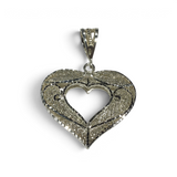 Rare Earth Gallery large sterling silver heart pendant featuring intricate open filigree metalwork design