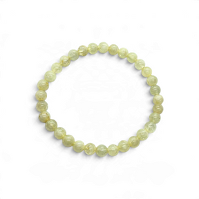 Rare Earth Gallery 6mm citrine gemstone bead bracelet with translucent yellow stones on a white background