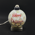 Rare Earth Gallery white onyx Christmas ornament lamp with Merry Christmas script and polka dot pattern