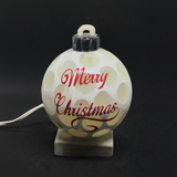 Rare Earth Gallery white onyx Christmas ornament lamp with Merry Christmas script and polka dot pattern