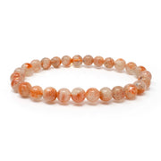 Sunstone 7mm round bead stretch bracelet with orange aventurescent flecks