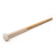 Narrow silicone and bamboo striker mallet with white silicone head and natural bamboo shaft