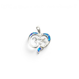 Rare Earth Gallery heart-shaped silver pendant featuring a blue opal inlay Om symbol