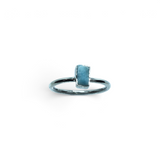Rare Earth Gallery larimar ring featuring a mini rectangular stone set in a polished silver bezel and band