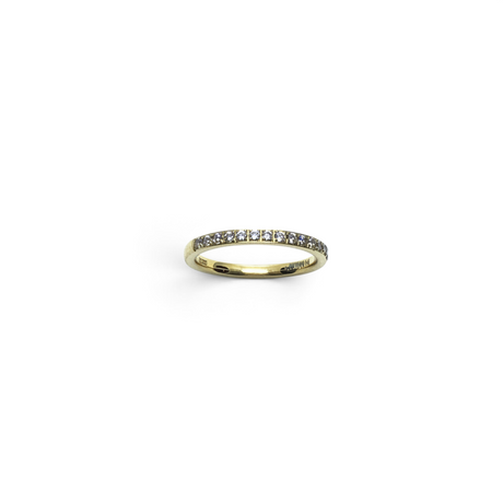 Rare Earth Gallery 2mm titanium ring with gold IP plating and half-set white cubic zirconia stones