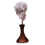 Brazilian Tourmalated Quartz Cluster with Citrine Druze Back on Custom Vine Rotating Hexagonal Tapered Base