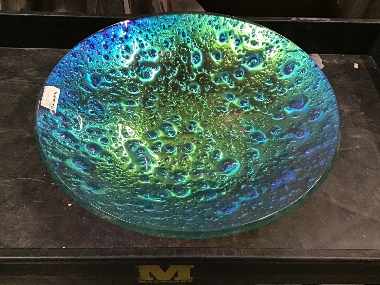 Dichroic Glass Table Top Vessel - Round Clear