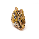 Tiger Face Crystal Purse with Chain - Yellow & Black