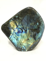 Labradorite forme libre polie avec base coupée de Madagascar
