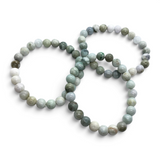 Rare Earth Gallery white nephrite jade beaded bracelet featuring 8mm smooth polished natural stone beads