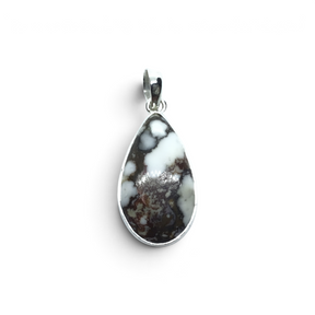 Rare Earth Gallery pear-shaped Wild Horse Howlite pendant set in a polished 925 sterling silver bezel