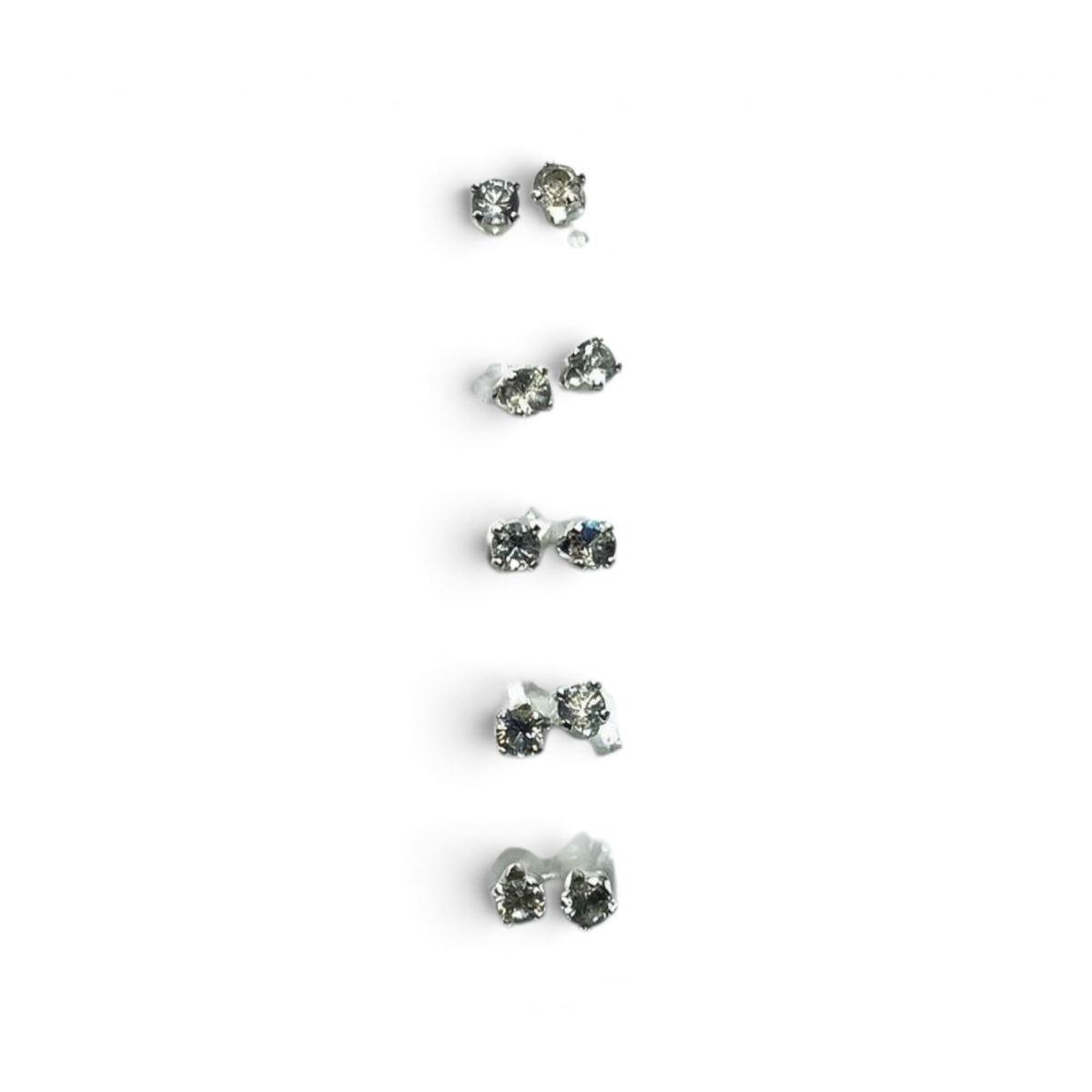Rare Earth Gallery faceted 2mm round labradorite stud earrings in a delicate prong setting on a white background