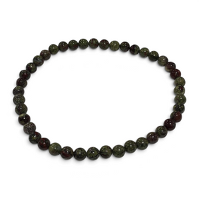 Rare Earth Gallery 4mm round Dragon Bloodstone beaded bracelet with deep green and dark red natural stone beads