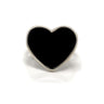 Black Onyx Heart Ring with Silver Bezel