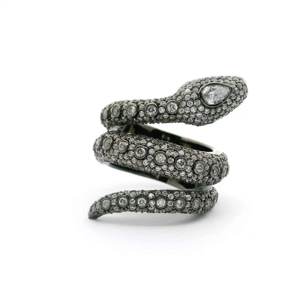 Nano Stone Ring - Gold Snake with Light & Dark Pink Nano Stones in Gold Vermeil over 925 Sterling Silver sz7