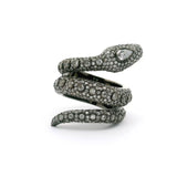 Nano Stone Ring - Gold Snake with Light & Dark Pink Nano Stones in Gold Vermeil over 925 Sterling Silver sz7