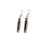 Green Tourmaline Crystal Necklace And Earring Set With Green & Pink Round Cabochons