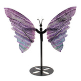 A+ Rainbow Fluorite Butterfly Wings Carving with Fitted Stand