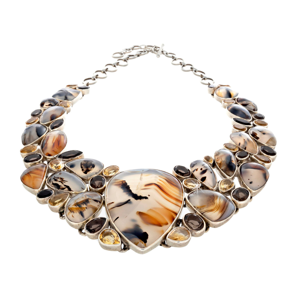 Montana Agate Necklace with Citrine & Smoky Quartz