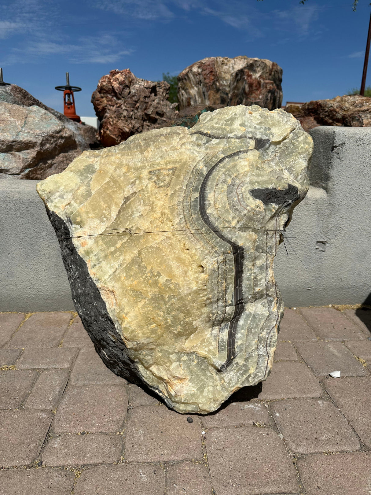 Green & Gray Onyx Boulder Fountain - With Shield Shape