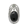 Black Onyx Ring - Oval Cabochon with Faceted Round Prasiloite