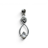 Rare Earth Gallery Herkimer diamond pendant featuring two freeform crystals set in a 925 sterling silver infinity loop
