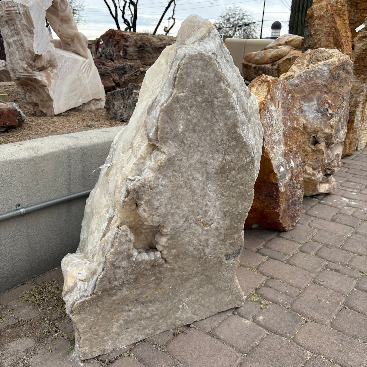 Ice & Gray Onyx Fountain - Boulder with Druze Vug