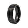 Sleek Black Tungsten Ring Featuring A Polished Center Groove