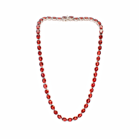 View of Garnet Necklace -Faceted Ovals All The Way Around