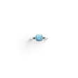 Rare Earth Gallery square larimar cabochon ring with a silver bezel and studded band detail in size 7