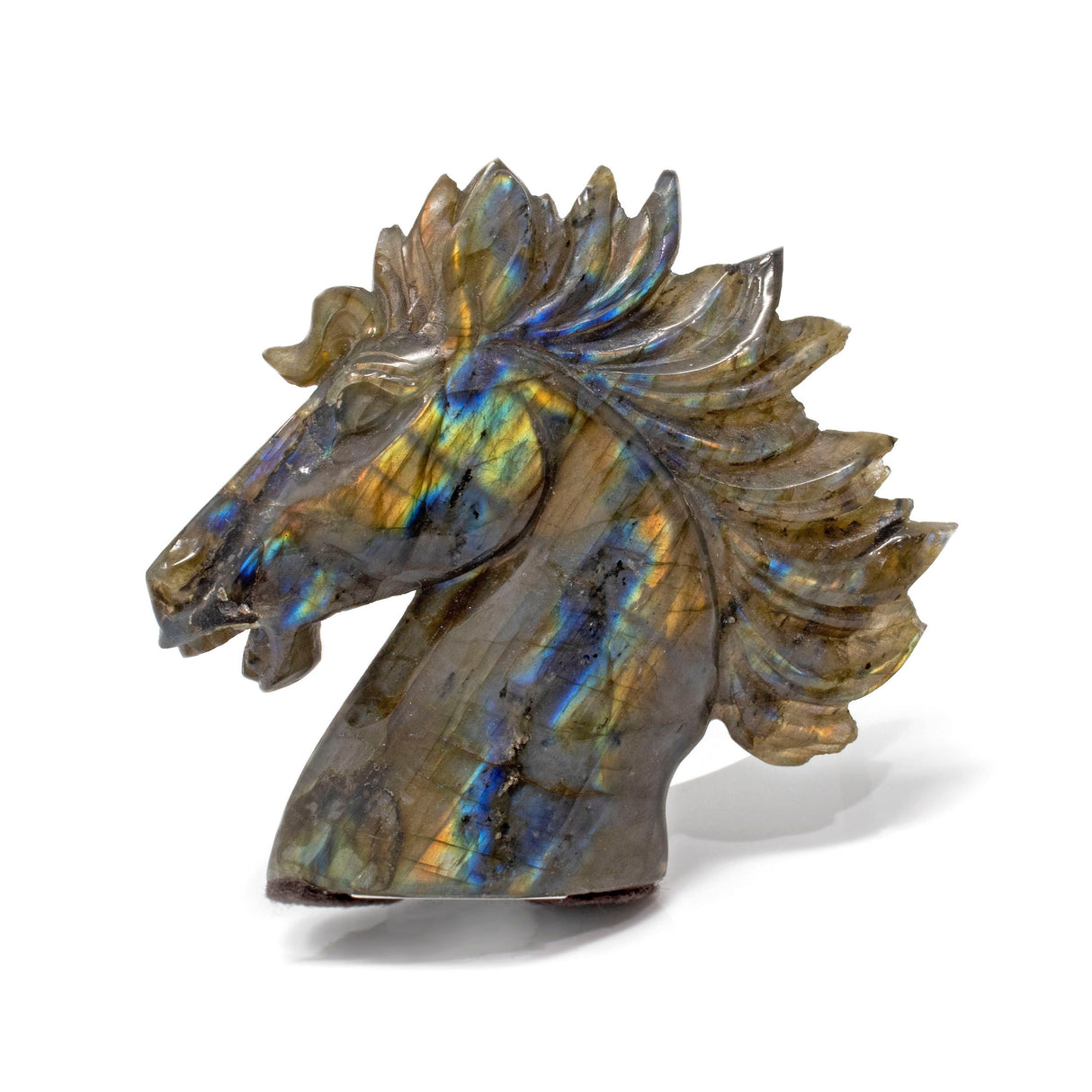 Labradorite Carving - Horse Head Medium with Blue Flash
