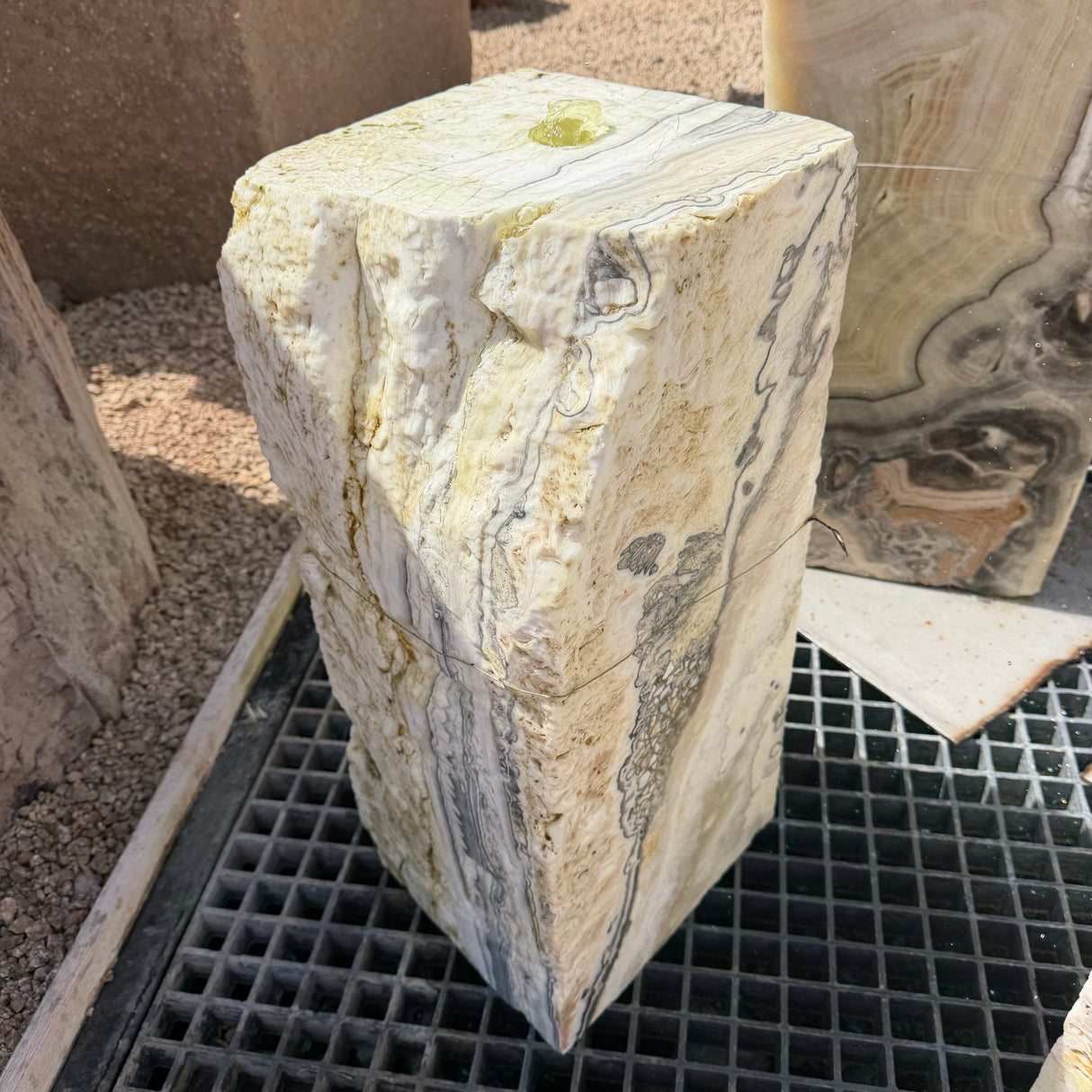 Zebra Fossil Onyx Fountain - Block With 3 Cut Sides