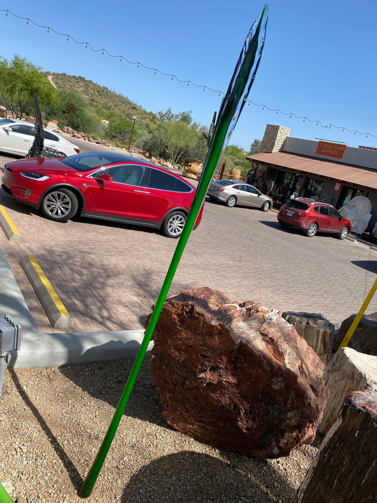 Outdoor Blown Glass Flame - Green