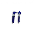 Lapis lazuli dangle earrings, terminated point below a blue star on sterling silver posts