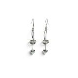Rare Earth Gallery sterling silver drop earrings featuring a spiral design and a dangling heart charm on a rod