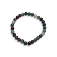 Rare Earth Gallery 6mm Bloodstone Seftonite beaded bracelet with dark green and red natural gemstone spheres.
