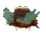 Michigan Splash Copper medium small group piece with polished copper crest and mint-green patina on acrylic stands