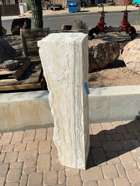 Yellow Zebra Fossil Onyx Fountain - Pillar 3 Cut Sides With Pin