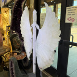White Quartz Warrior Sword & Angel Wings Carving in Fitted Stand