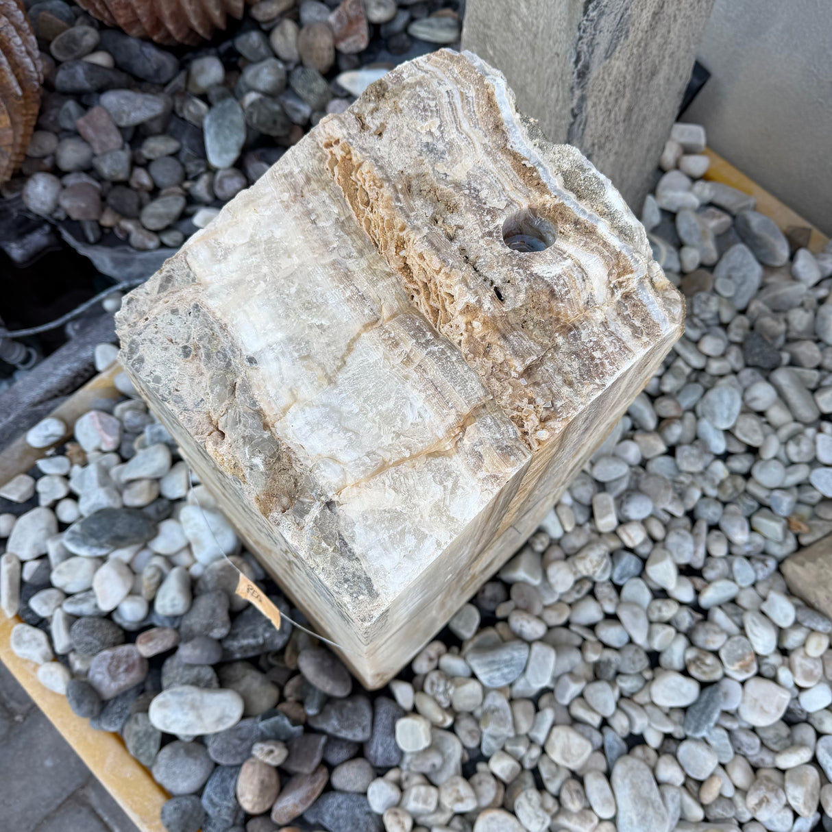 Gray Amber Onyx Block Fountain ***NO Basin