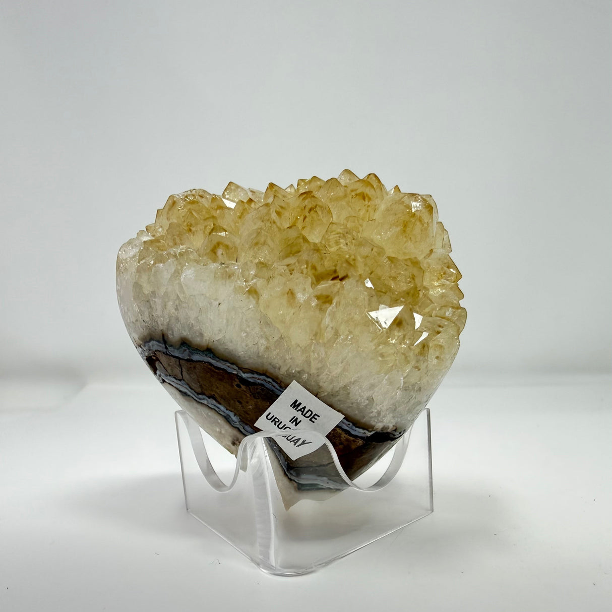 Polished Natural Citrine Crystal Stalactite Knobs on Lucite Stand