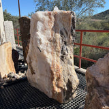Ice Onyx & Gray Layer Boulder Fountain - 1 Cut With 2 Holes & Druze Exterior