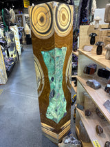 Owl Eyes - Green Talan Onyx & Fluorite Inlaid Pedestal Luminary