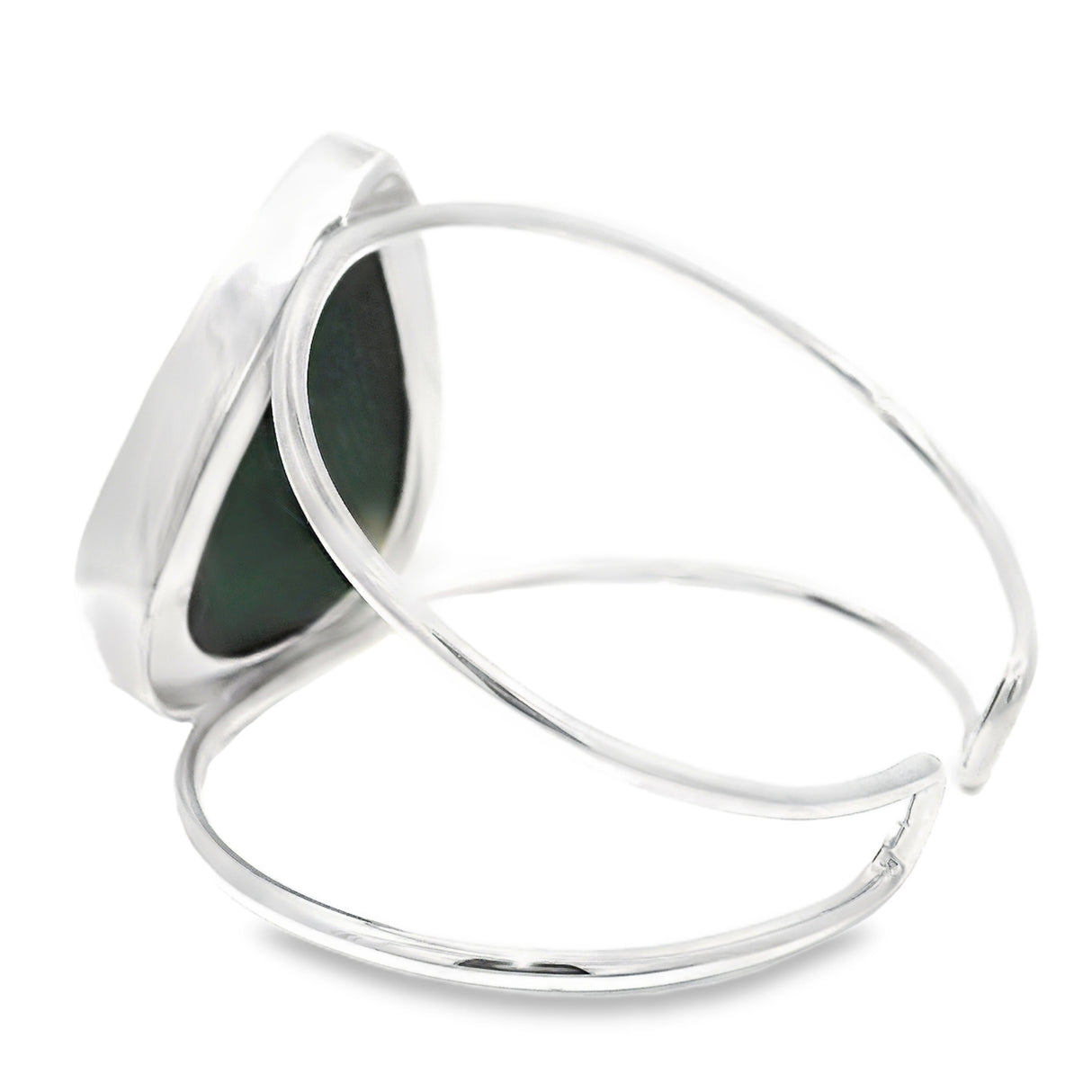 Abalone Shell Classic Double Row Silver Cuff - Simple Bezel Set