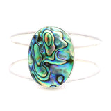 Abalone Shell Classic Double Row Silver Cuff - Simple Bezel Set