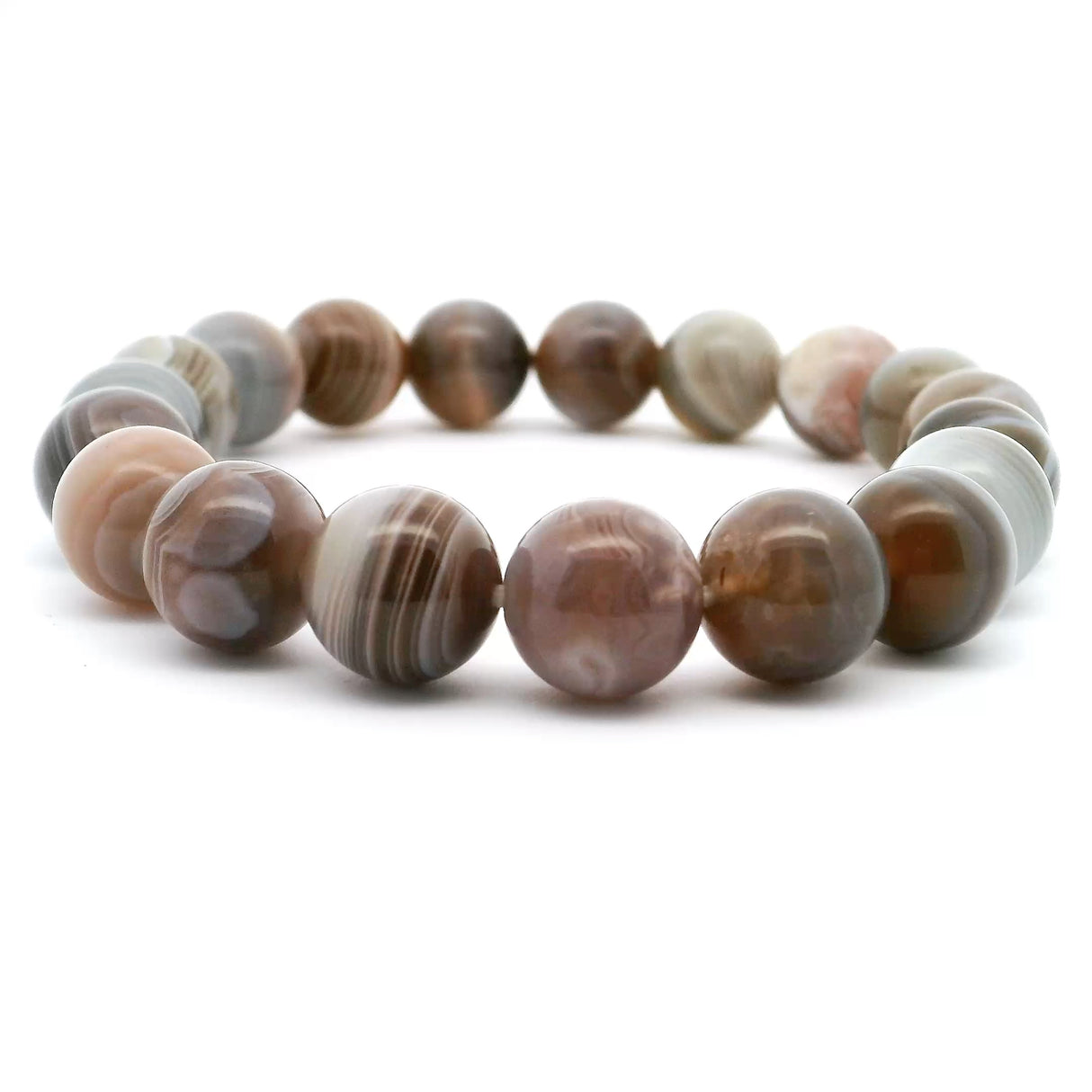 Botswana Agate Beaded Bracelet 10mm Rounds