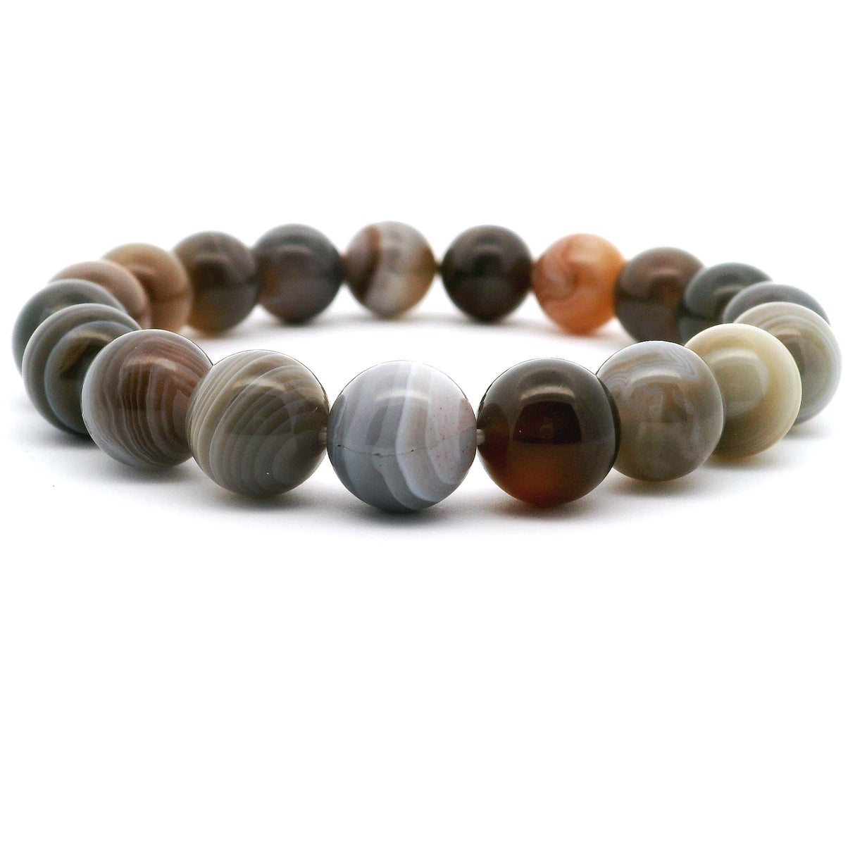 Botswana Agate Beaded Bracelet 10mm Rounds
