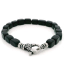 Black Agate Rectangle Beaded Bracelet with Oxidized Designer Trigger Clasp