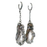 Agate Druze Slice Dangle Earrings on Plated Brass Long Box Chain & Huggies